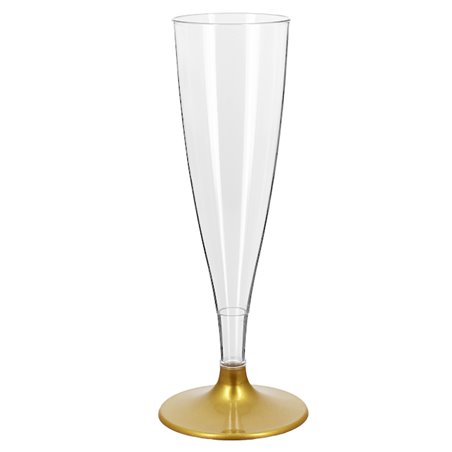 Mehrweg Durable Sektglas aus PS Fuß Gold 140ml 2-teilig (48 Stück)