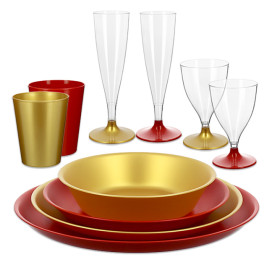 Wiederverwendbare Plastikteller PP Mineral Gold Ø21cm (6 Stück)