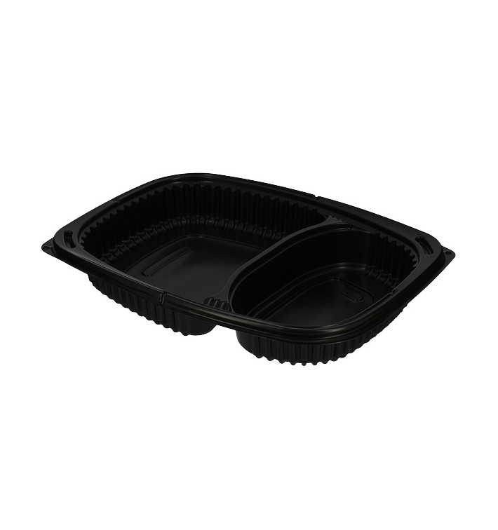 Plastikbehälter Rechtecking PP 2-Geteilt Schwarz 1050ml 255x189x45mm (320 Stück)