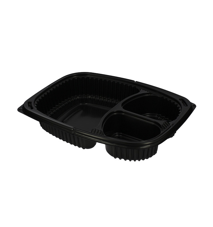 Plastikbehälter Rechtecking PP 3-Geteilt Schwarz 1250ml 255x189x45mm (40 Stück) Plastikbehälter Rechtecking PP 3-Geteilt Schwarz 1250ml 255x189x45mm (40 Stück)