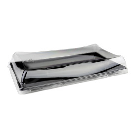 Plastikplatte schwarz mit Deckel PET 12x22cm (120 Stück)
