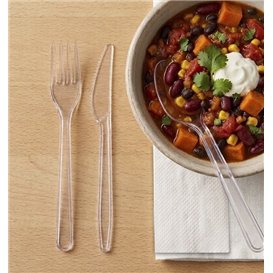 Besteckset Wiederverwendbares PS 3 Stück + Servietten (250 Stück)