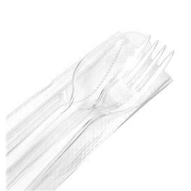 Besteckset Wiederverwendbares PS 3 Stück + Servietten (250 Stück)