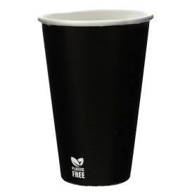 Plastikfreier Pappbecher 12 Oz/360ml Schwarz Ø8,0cm (50 Stück)