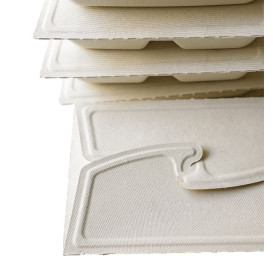 Menübox Zuckerrohr 21x21x4cm 1350ml (100 Stück)