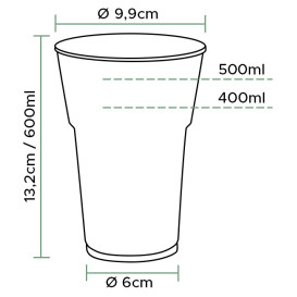 Wiederverwendbarer Becher PS "Diamant" Glasklar 600ml (25 Stück)