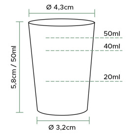 Becher aus Hartplastik Transparent 50ml (40 Stück)