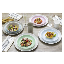 Wiederverwendbare Plastikteller PP Mineral Weiß Ø210mm (54 Stück)