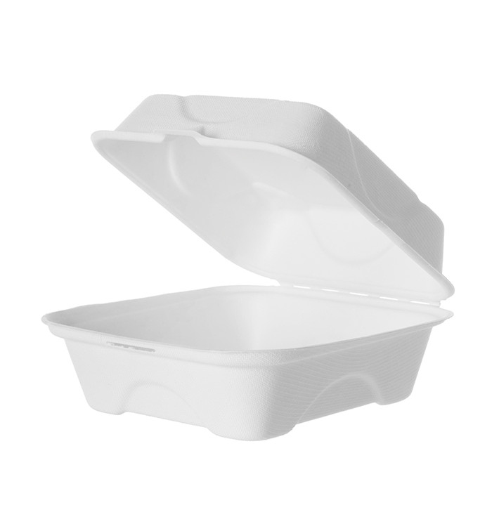 Burger-Box Zuckerrohr Weiß 150x150x80mm (50 Stück) Burger-Box Zuckerrohr Weiß 150x150x80mm (50 Stück)