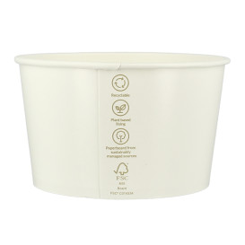 Erneuerbare Salatschüssel aus weiß Pappe 635ml Ø12,5cm (360 Stück)