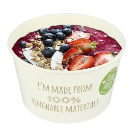 Erneuerbare Salatschüssel aus weiß Pappe 635ml Ø12,5cm (360 Stück)