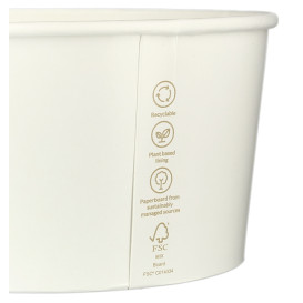 Erneuerbare Salatschüssel aus weiß Pappe 1030ml Ø15,1cm (360 Stück)