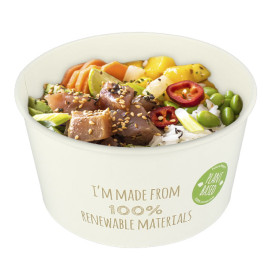 Erneuerbare Salatschüssel aus weiß Pappe 1030ml Ø15,1cm (360 Stück)