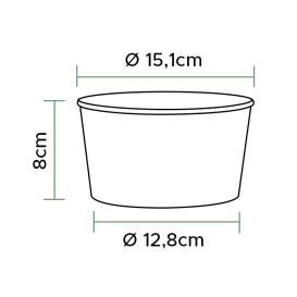 Erneuerbare Salatschüssel aus weiß Pappe 1030ml Ø15,1cm (40 Stück)