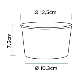 Erneuerbare Salatschüssel aus weiß Pappe 635ml Ø12,5cm (360 Stück)