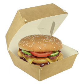 Verpackungen Hamburger aus Kraft Mega Doppeltem Verschlusskarton 15,5x15,5x10cm (200 Stück)