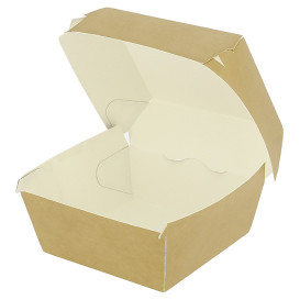 Verpackungen Hamburger aus Kraft Doppeltem Verschlusskarton 12x12x7cm (50 Stück)