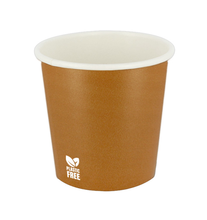 Plastikfreier Pappbecher 4Oz/120ml "Karamell" Ø6,2cm (100 Stück) Plastikfreier Pappbecher 4Oz/120ml "Karamell" Ø6,2cm (100 Stück)