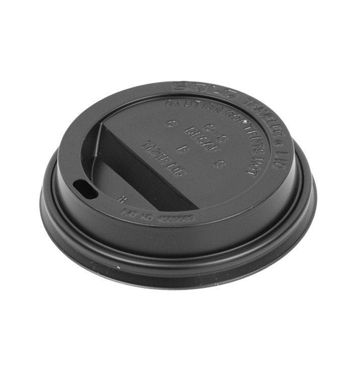 Deckel Schwarz für Becher mit Trinkloch 10Oz/300ml Ø8,4cm (100 Stück) Deckel Schwarz für Becher mit Trinkloch 10Oz/300ml Ø8,4cm (100 Stück)