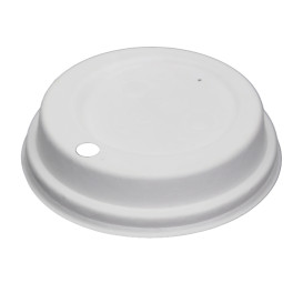 Deckel mit Einem Loch weiße Geformter Zellulosefaser Ø9cm (1.200 Stück)