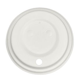 Deckel mit Einem Loch weiße Geformter Zellulosefaser Ø8cm (60 Stück)