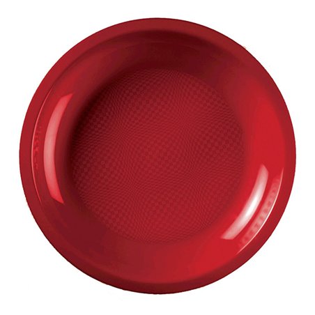 Wiederverwendbare harte Teller Flach Rot "Round" PP Ø22cm (25 Stück)