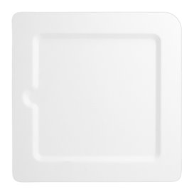Quadratischer Teller Zuckerrohr mit Kerbe Weiß 200x200mm (200 Stück)