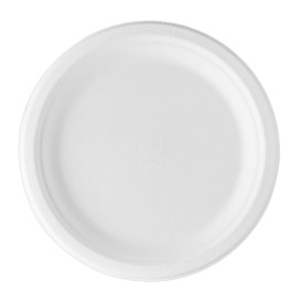 Teller Zuckerrohr-Fasern Bagasse Weiß Ø23 cm (500 Stück)