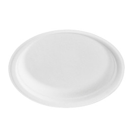 Teller Zuckerrohr-Fasern Bagasse Weiß Ø23 cm (50 Stück)