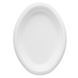 Tablett Zuckerrohr Bagasse Weiß 25,4x17,5cm (50 Stück)