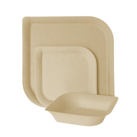 Teller Bagasse und Bambus 23,8 cm (50 Stück)