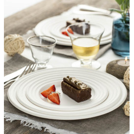 Zuckerrohrteller Premium Wave Weiß Ø23cm (500 Stück)