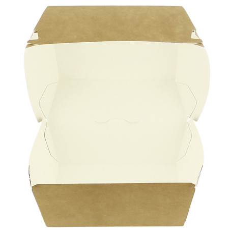 Verpackungen Hamburger aus Kraft Mega Doppeltem Verschlusskarton 15,5x15,5x10cm (200 Stück)