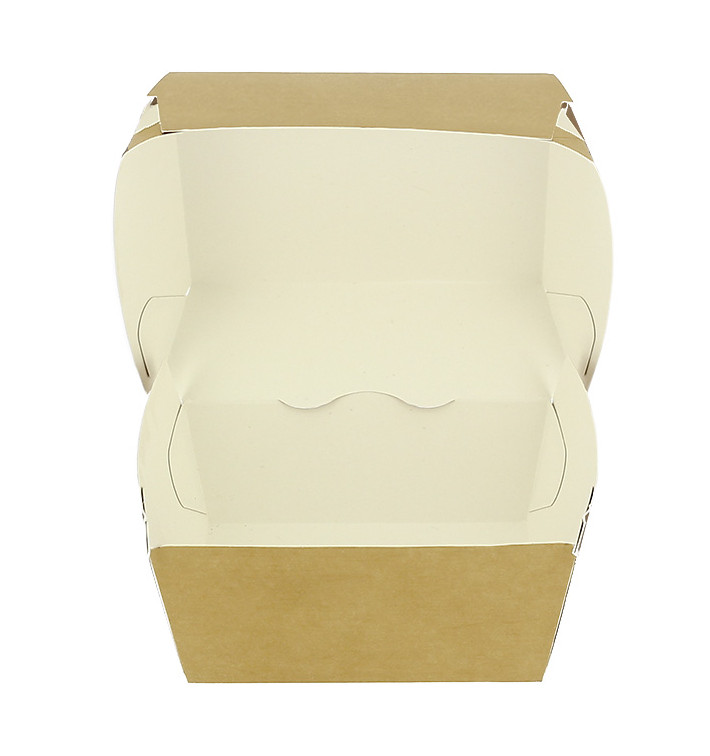 Verpackungen Hamburger aus Kraft Doppeltem Verschlusskarton 12x12x7cm (50 Stück) Verpackungen Hamburger aus Kraft Doppeltem Verschlusskarton 12x12x7cm (50 Stück)