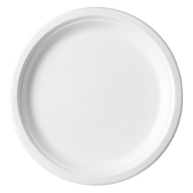 Teller Zuckerrohr-Fasern Bagasse Weiß Ø17,5 cm (50 Stück)