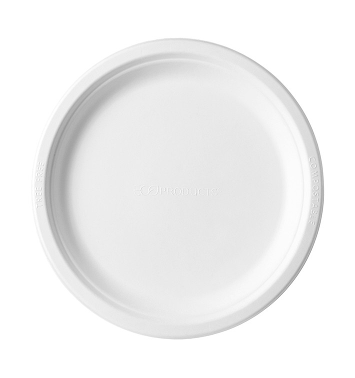 Teller Zuckerrohr-Fasern Bagasse Weiß Ø17,5 cm (50 Stück)