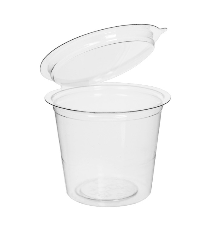 Transparente Dressingbecher mit Klappdeckel Rund APET 125ml (405 Stück) Transparente Dressingbecher mit Klappdeckel Rund APET 125ml (405 Stück)