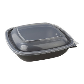 Deckel für Plastikbehälter schwarz und creme 16,5x16,5x1cm (300 Stück)