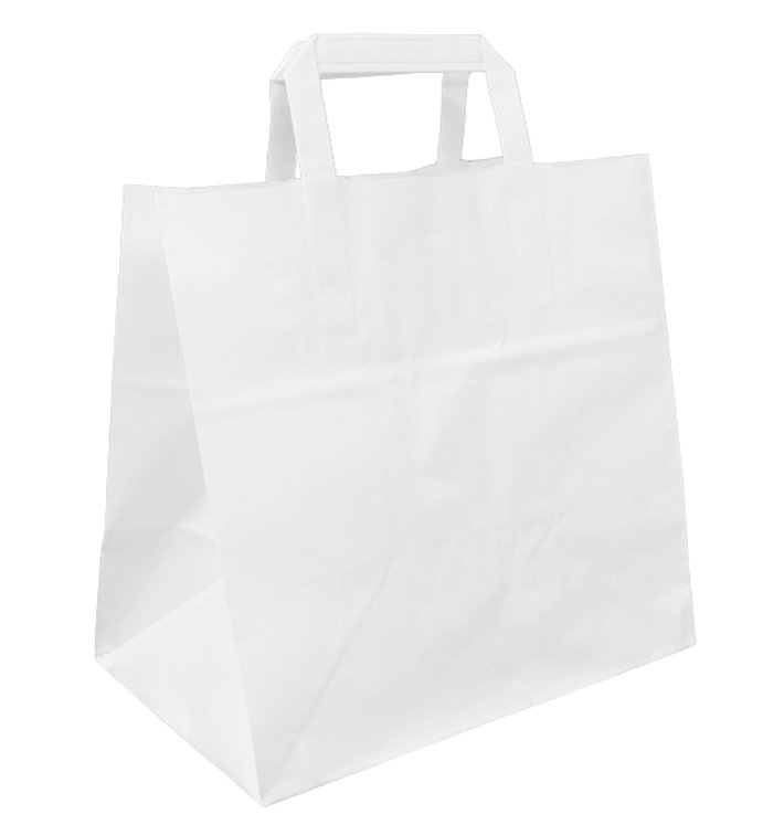 Papiertüten Weiß mit Henkeln 26+18x26cm (50 Stück) Papiertüten Weiß mit Henkeln 26+18x26cm (50 Stück)
