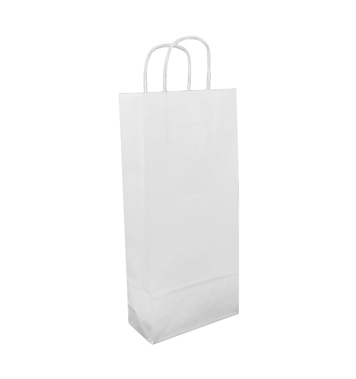Flaschentragetaschen aus Papier Weiß 18+8x39cm (50 Stück) Flaschentragetaschen aus Papier Weiß 18+8x39cm (50 Stück)