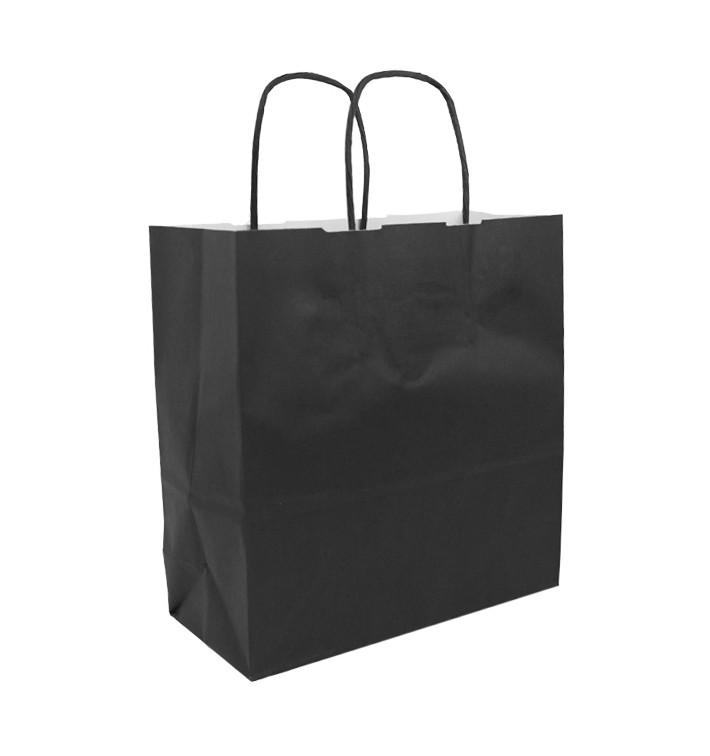 Papiertüten schwarz mit Henkeln 100g/m² 22+9x23cm (25 Stück) Papiertüten schwarz mit Henkeln 100g/m² 22+9x23cm (25 Stück)