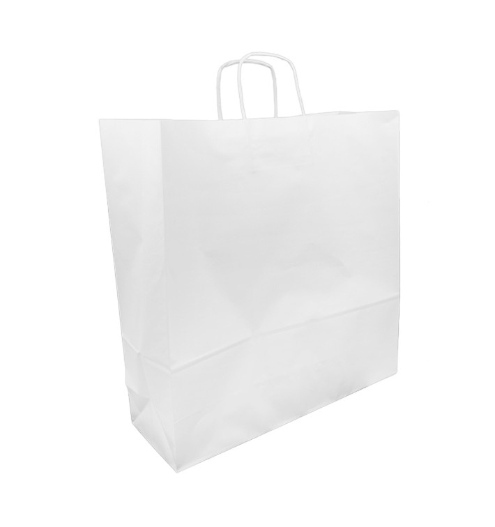 Papiertüten Kraft weiß mit Henkeln 100g/m² 44+15x46cm (25 Stück) Papiertüten Kraft weiß mit Henkeln 100g/m² 44+15x46cm (25 Stück)