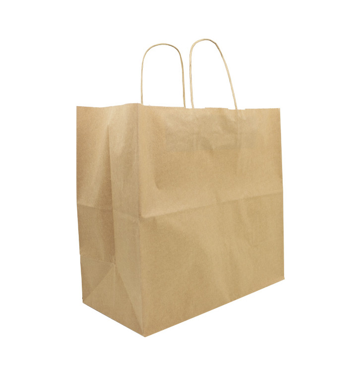 Papiertüten Kraft braun mit Henkeln 32+16x31cm (50 Stück) Papiertüten Kraft braun mit Henkeln 32+16x31cm (50 Stück)