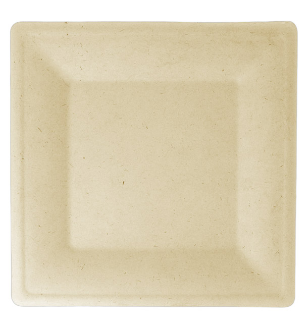 Quadratischer Teller Zuckerrohr Natur160x160mm (50 Stück)