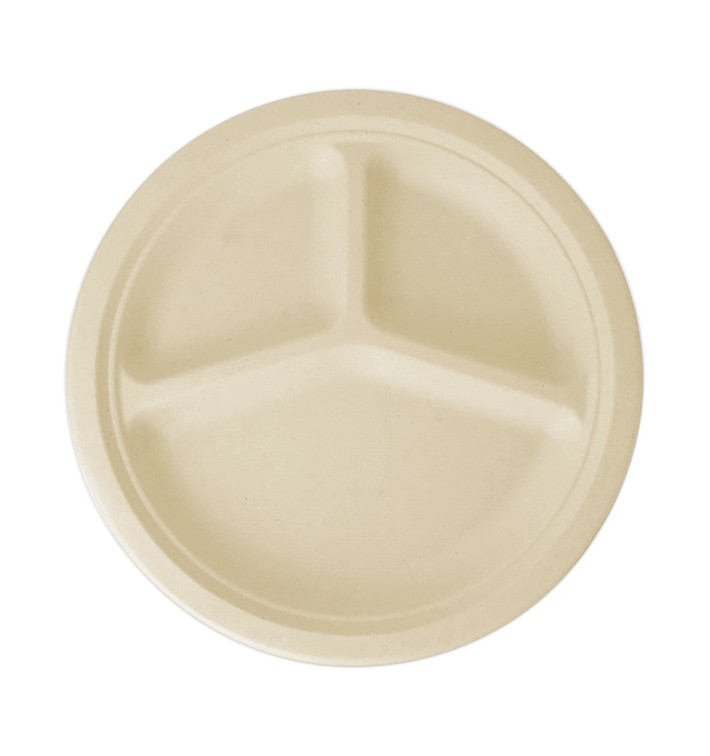 Teller Zuckerrohr 3-Geteilt Ø260mm (50 Stück) Teller Zuckerrohr 3-Geteilt Ø260mm (50 Stück)