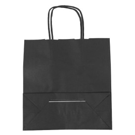 Papiertüten  schwarz mit Henkeln 100g/m² 22+9x23cm (250 Stück)