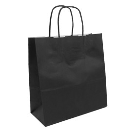 Papiertüten  schwarz mit Henkeln 100g/m² 22+9x23cm (250 Stück)