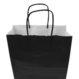 Papiertüten  schwarz mit Henkeln 100g/m² 22+9x23cm (250 Stück)