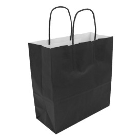 Papiertüten  schwarz mit Henkeln 100g/m² 22+9x23cm (250 Stück)