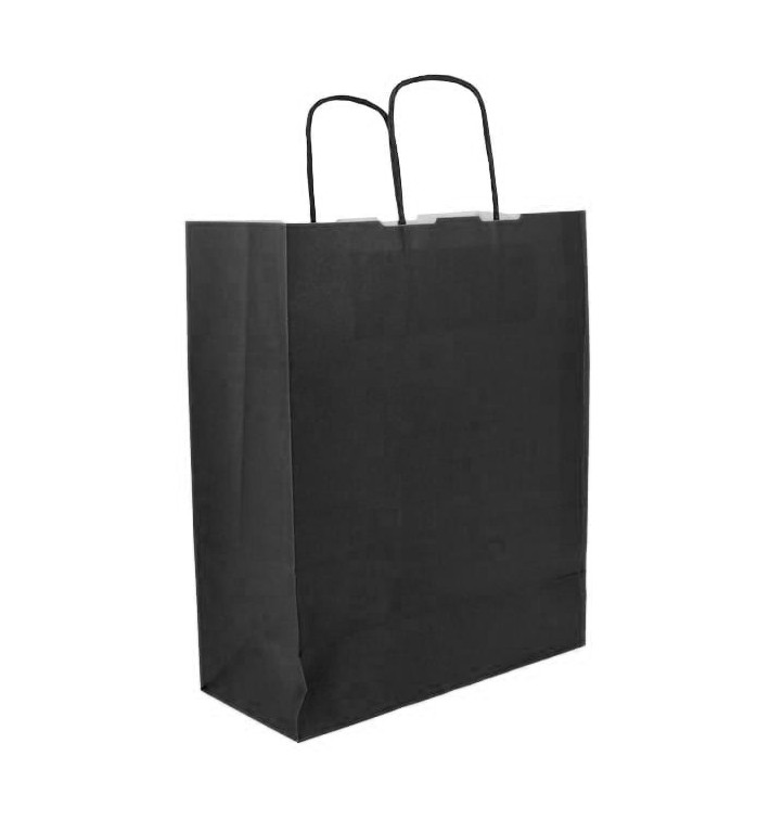 Papiertüten schwarz mit Henkeln 100g/m² 25+11x31cm (25 Stück) Papiertüten schwarz mit Henkeln 100g/m² 25+11x31cm (25 Stück)